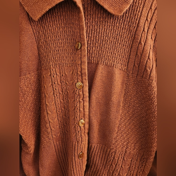 🥳HP-Burnt Orange Button Up Sweater - Picture 3 of 4